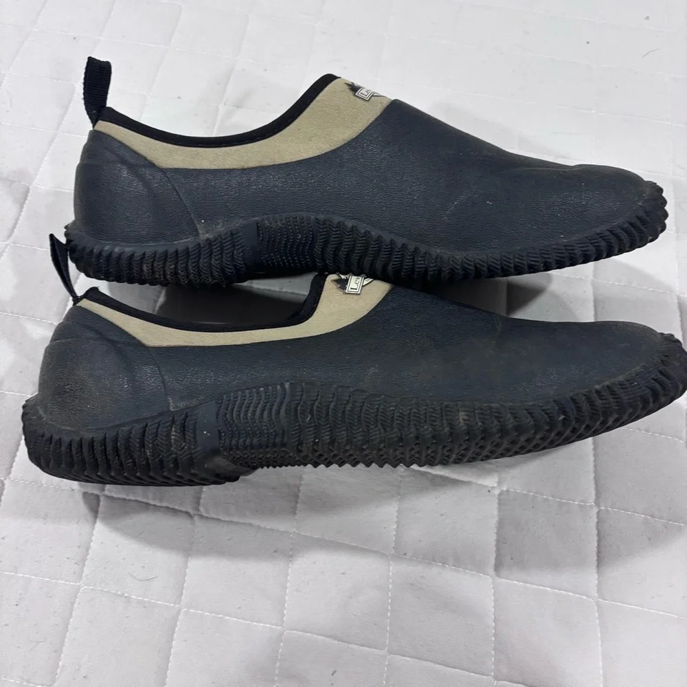 Lewis & Clark Men Slip-On Vulcanized Rubber Boot Khaki Black 11 All Weather Moc